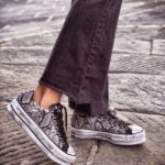 Converse LOW PLATFORM PELLE NERO PITONE BIANCO 5