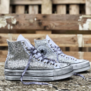 Converse Platform High White Glitter Silver