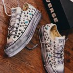 Converse Low Platform Pelle Nero Pitone Bianco