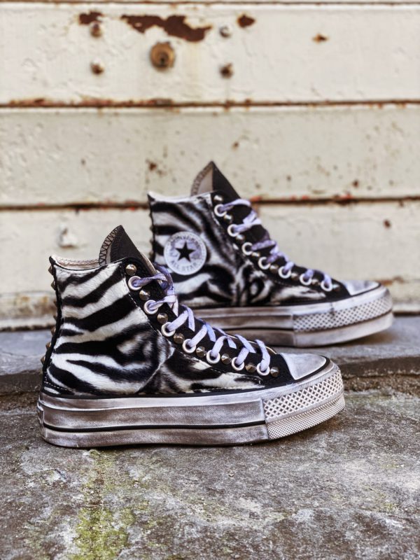Converse Platform High Black Animal Zebra