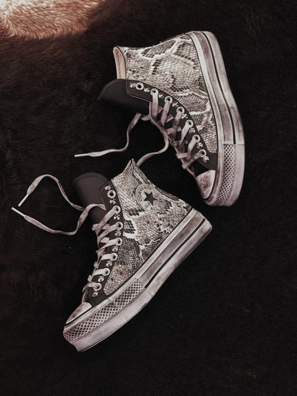 Converse Platform HIGH LEATHER BLACK Pitone White