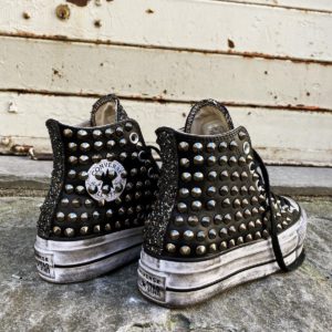 Converse Platform LEATHER BLACK Glitter Borchie