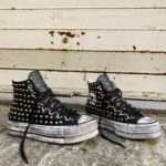 Converse Platform High Leather White Glitter Silver