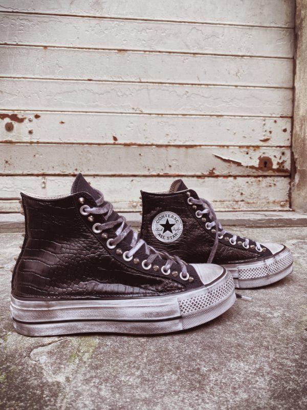 Converse Platform High Croco Black