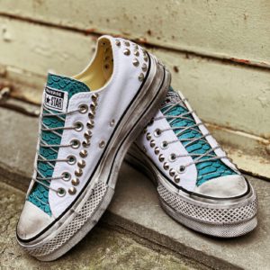 Converse Platform Low White Croc Borchie