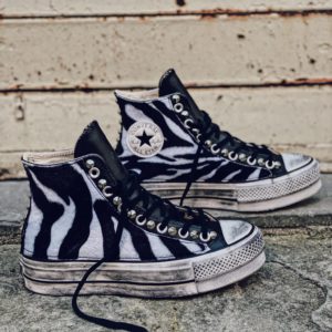 CONVERSE Platform High LEATHER black ZEBRA