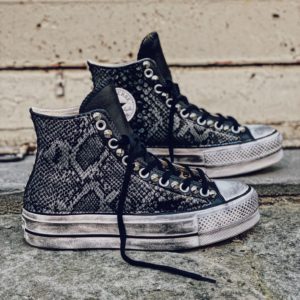 CONVERSE Platform High LEATHER black PITONE