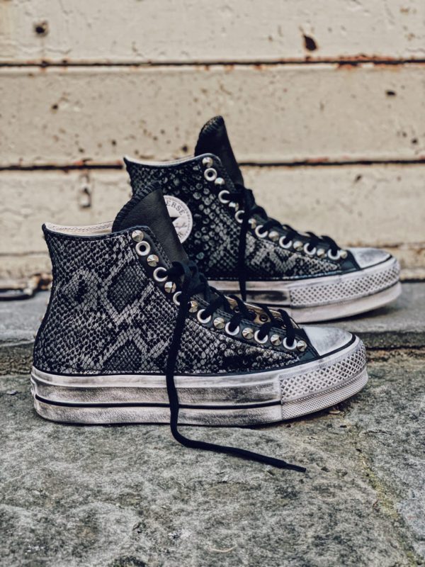 CONVERSE Platform High LEATHER black PITONE