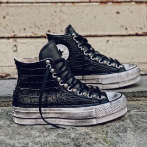 CONVERSE Platform High LEATHER black CROCO