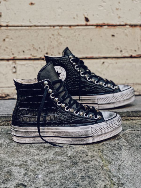 CONVERSE Platform High LEATHER black CROCO