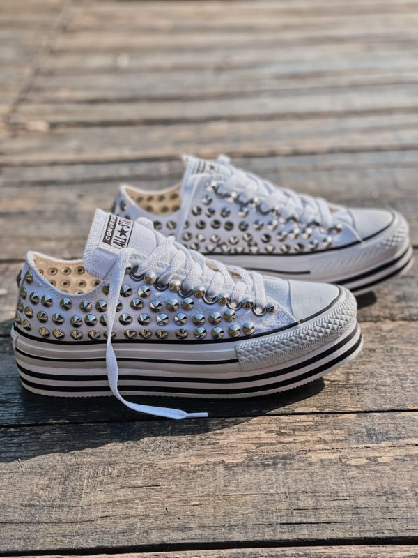 CONVERSE PLATFORM LOW Layer WHITE tachuelas(FULL)