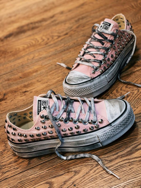 CONVERSE PLATFORM LOW PINK FULL studs
