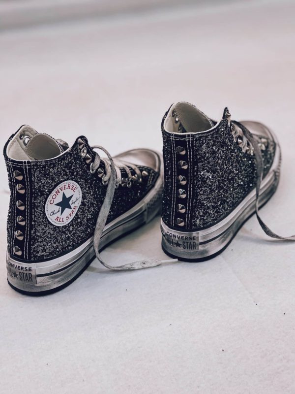 Converse High Platform Black Glitter (Gunmetal)