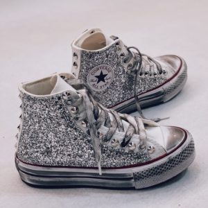 CONVERSE High PLATFORM WHITE GLITTER (Silver)