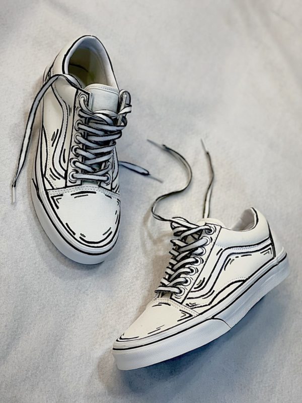 VANS OLD SKOOL Classic white CARTOON custom. Personalizza il tuo con Blazelab