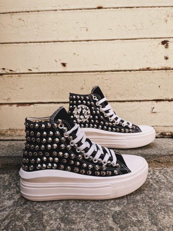 Converse Platform MOVE BLACK full (SILVER STUDS)