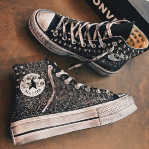 Converse High Platform Black Glitter Collar