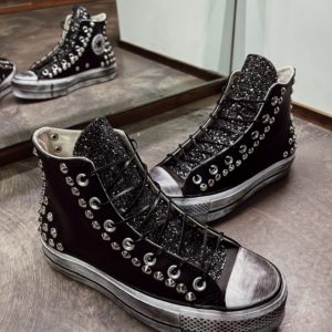 CONVERSE High Platform Leather black (GLITTER + BORCHIE)