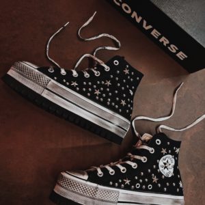 Converse High Platform Black Ltd Trek Studs And Stars