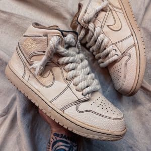 Nike Air Jordan Mid White Yellowed Rope Laces