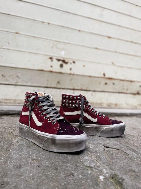 Pepino Ninguna apodo VANS SK8-Hi Super PLATFORM Burgundy BORCHIE. Sneakers custom. Personalizza  il tuo outfit con Blazelab