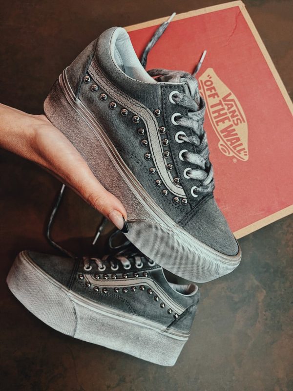 VANS Old SKOOL Super PLATFORM Grey LTD Borchie Sferiche